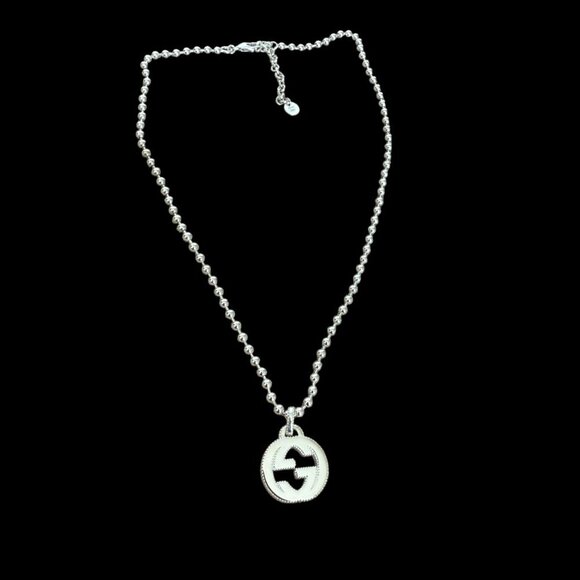Gucci Silver 925 Interlocking GG Silver‎ Necklace, NWT, style 479219 - Picture 9 of 15